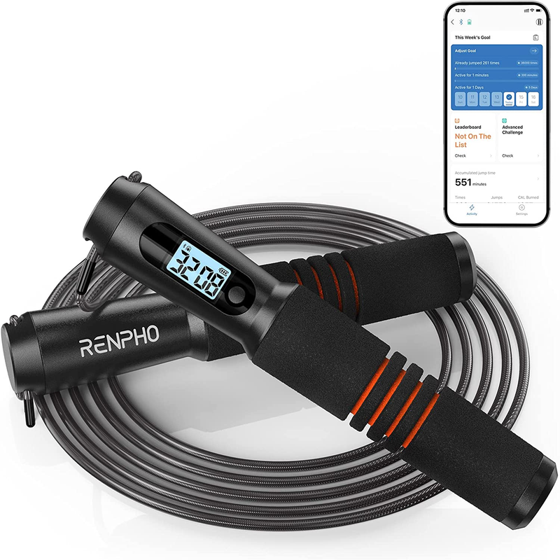 Skørter | Smart Jump Rope with APP Tracking, Tangle-Free Adjustable Rope with Counter for Workouts