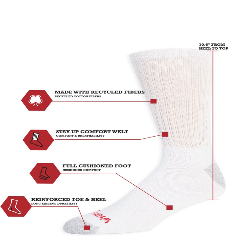 Skorter | 12 Pair Pack Men's Padded Crew Work Socks