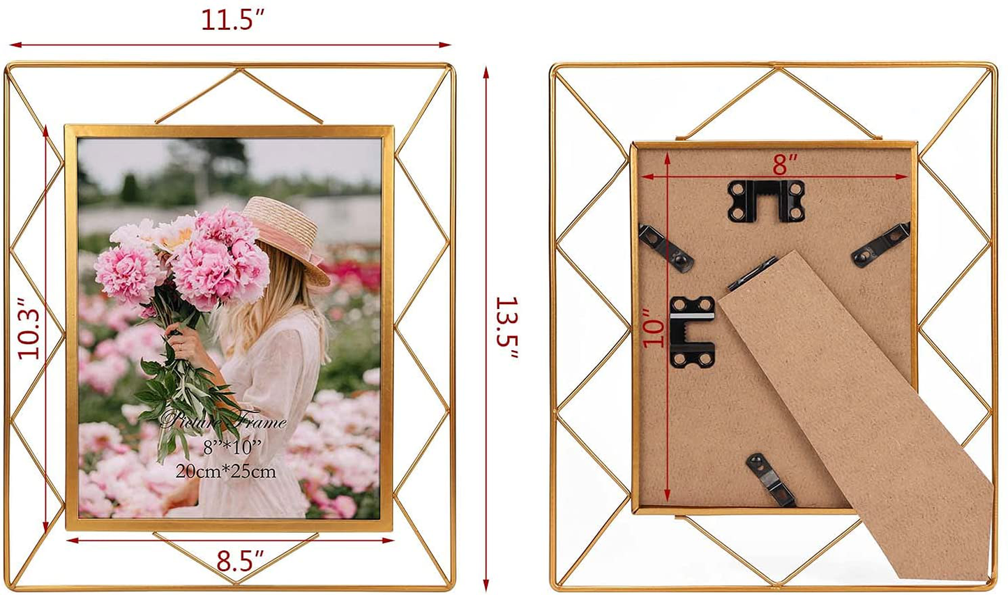 Skorter | 8x10 Picture Frame Set of 2, Metal Frames Suitable for 8 by 10 Inch Photos Table or Wall Mount Display