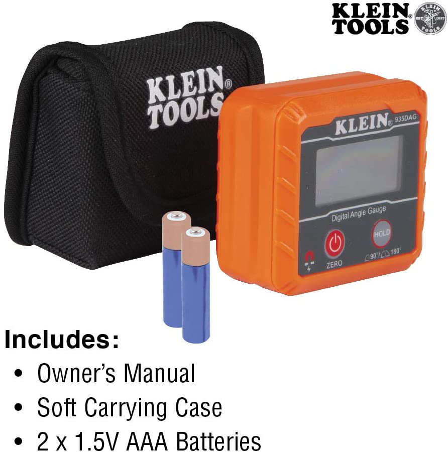 Skørter | Klein Tools 935DAG Digital Electronic Level and Angle Meter, Measures 0 - 90 and 0 - 180 Degree Ranges, Measures and Sets Angles