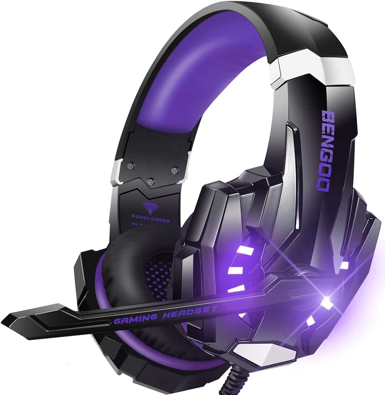 Skorter | Bengoo G9000 Stereo Gaming Headset For Ps4 Pc Xbox One Ps5 Controller, Noise-Canceling Over-Ear Headphones With Microphone, LED Light, Bass Surround, Soft Memory Ear Cushions For Laptop Mac - Green