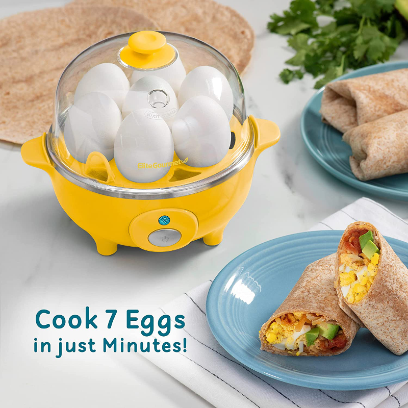 Skorter | Elite Gourmet Simple Electric 7 Egg Capacity Cooker Poacher, Scrambled Egg, Omelette Maker with Automatic Shut-off