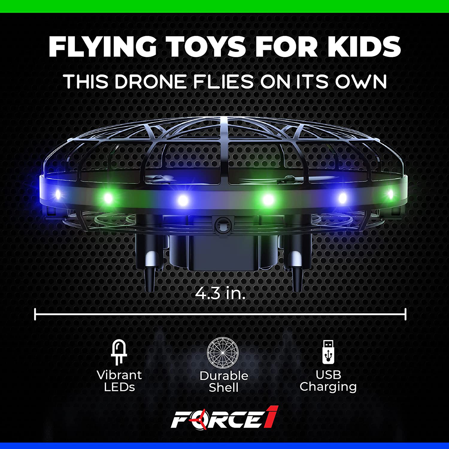 Skorter | Force1 Scoot LED Hand-operated Drone for Kids or Adults - Hands-free Motion Sensor Mini Drone, Easy Indoor Small UFO Toy Flying Ball Drone Toy for Boys and Girls (Red/Blue)