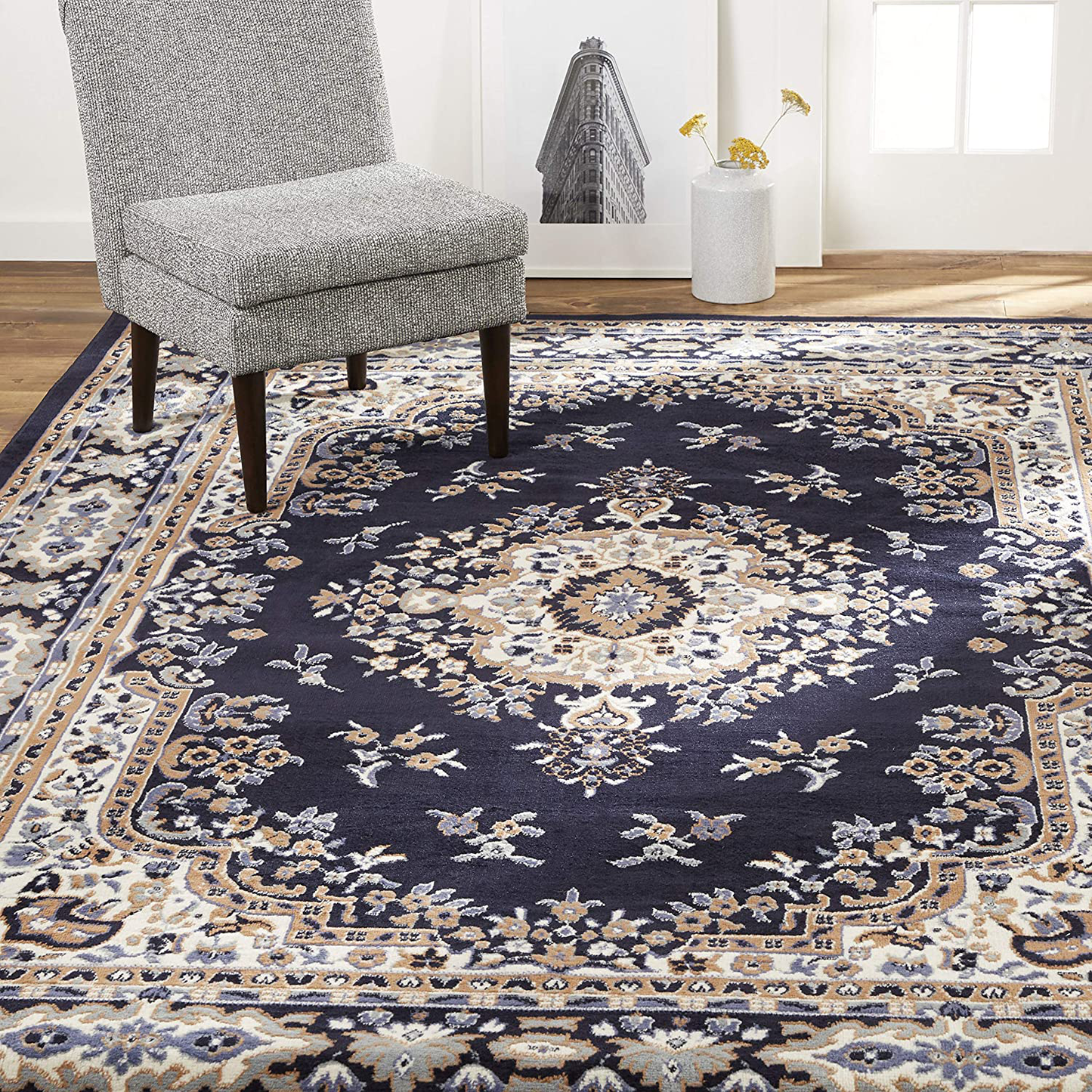 Skørter | Home Dynamix Premium Sakarya Traditional Medallion Border Rug, Porcelain, 5'2"x7'4" Rectangle