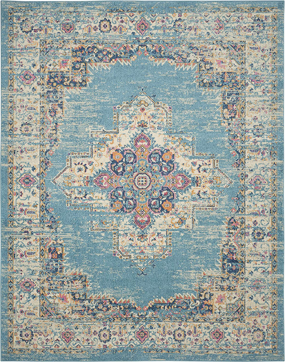 Skørter | Nourison Passion 4' x 6' Ivory Light Blue Rug, 3'9" x 5'9", 5 Feet