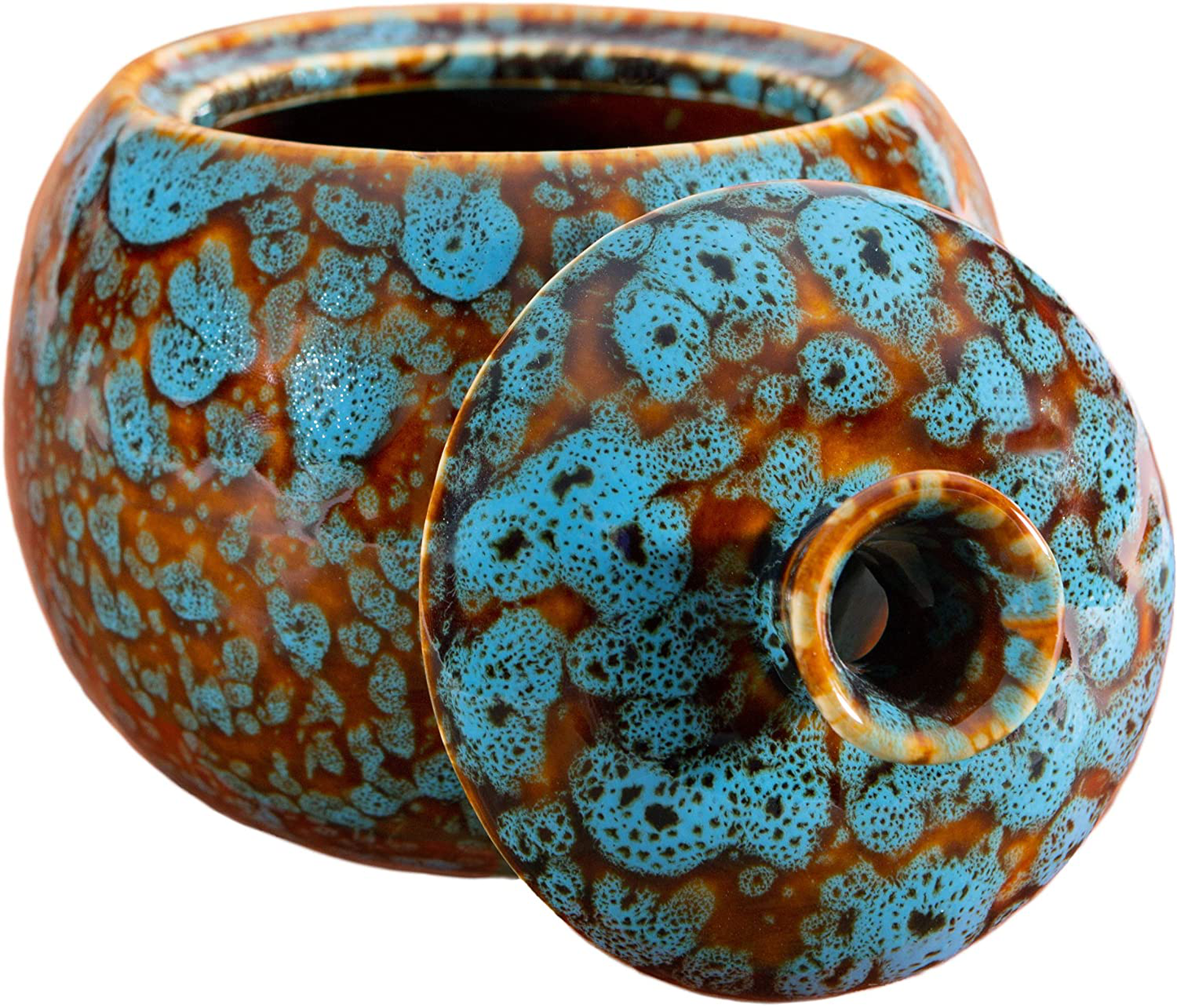 Skørter | Raised lifestyle fruit fly jar trap for kitchen - Decorative, effective, child- and pet-friendly (Marbled turquoise)