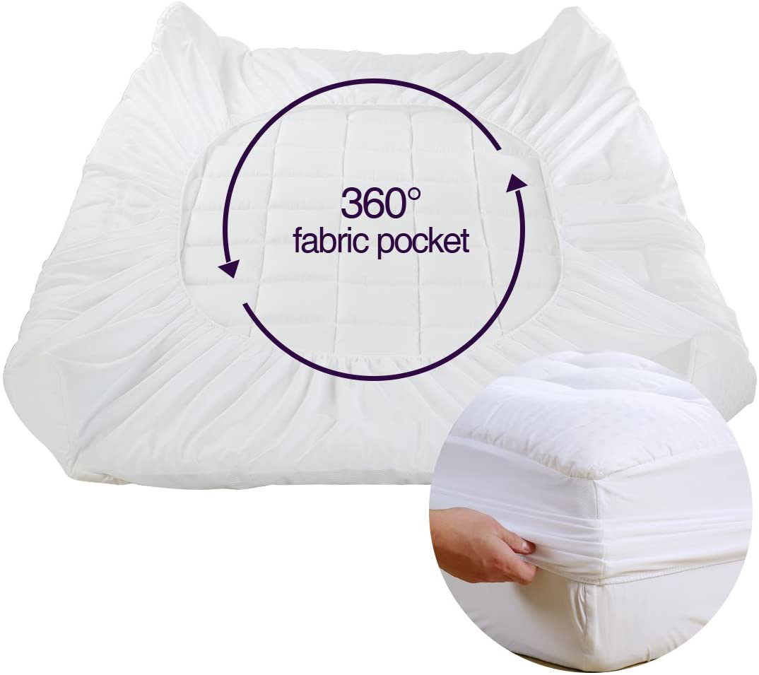 Skorter | Easeland Full Size Mattress Pad Pillow Top Mattress Protector Quilted Fitted Mattress Protector Cotton Top 8-21" Deep Pocket Cooling Mattress Toppers (54x75 Inches, White)