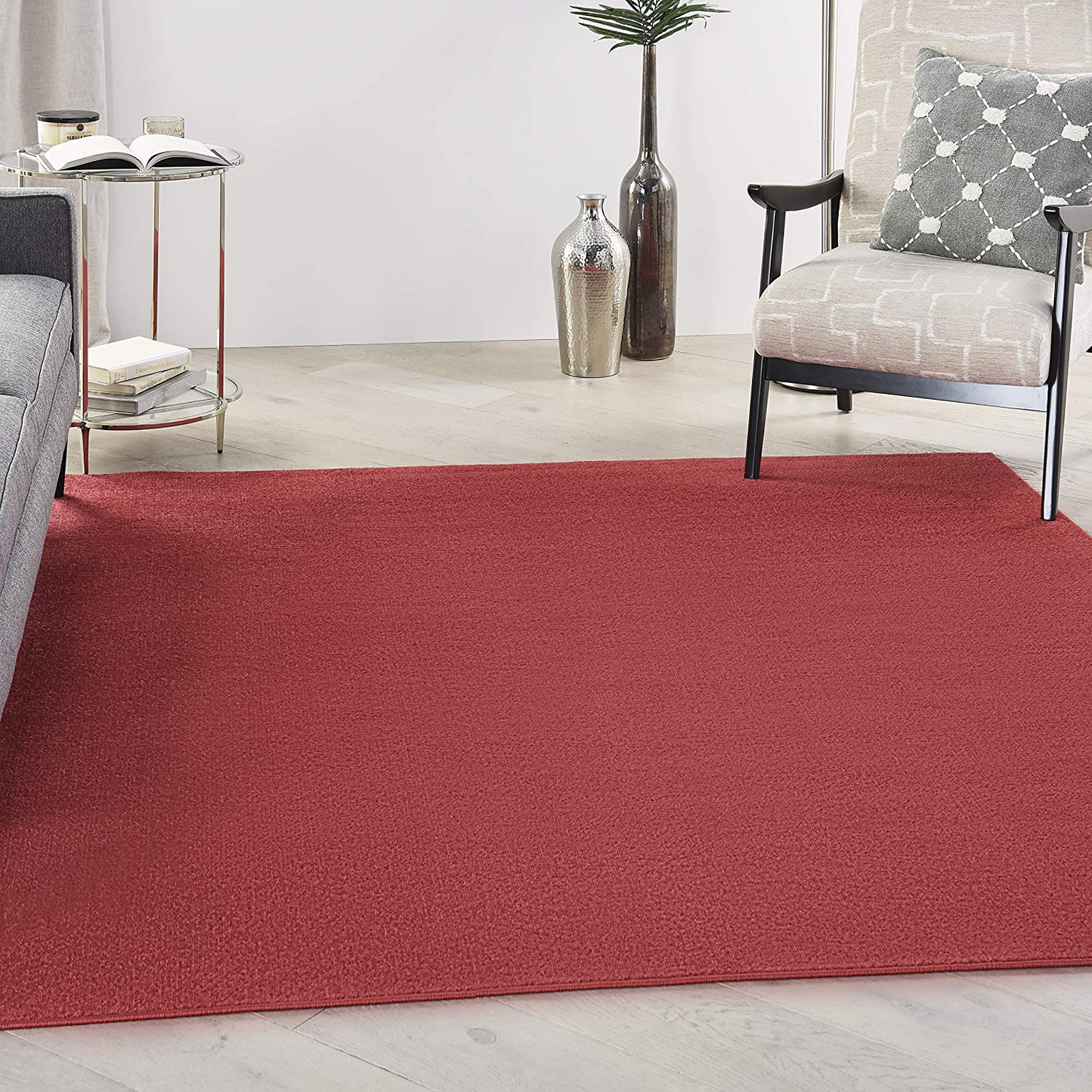 Skørter | Nourison Essentials Solid Contemporary Brick Red 5' Square Rug, 5' X Square