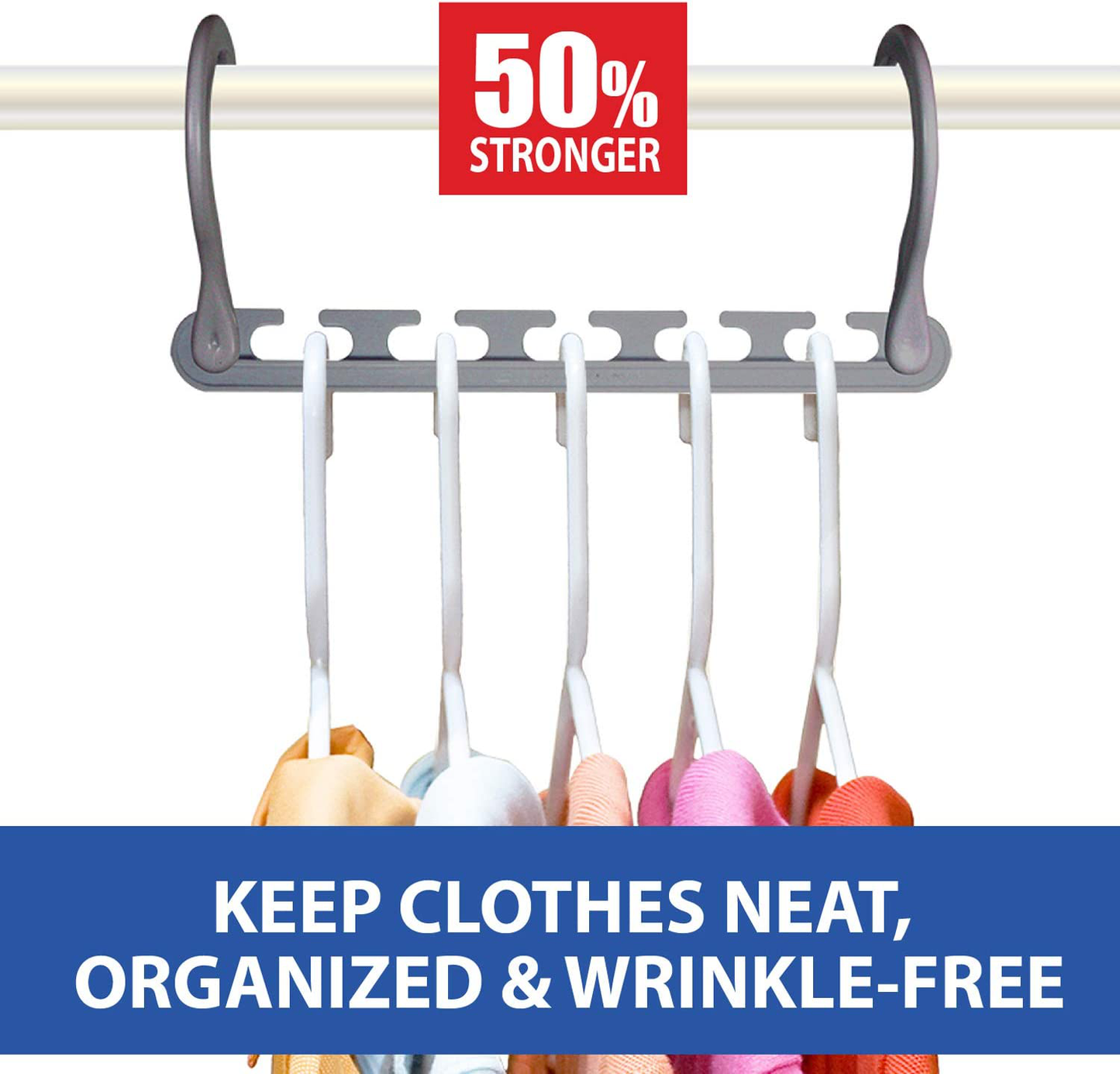 Skorter | Wonder Hanger Max New and Improved, Pack of 24 – Triples Clothes Space for Simple, Effortless, Wrinkle-Free Clothes, Comes Fully Assembled, Gray