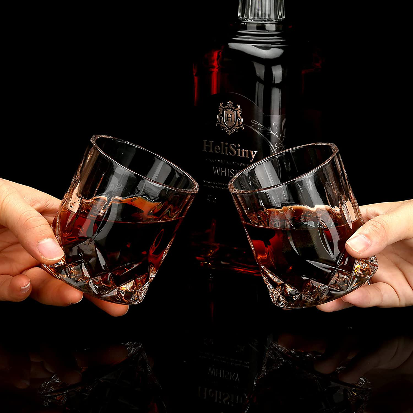 Skørter | Whisky Stones Gift Set - Whisky Glass Set with 2 - Granite Chilling Whisky Stones - Scotch Bourbon Whisky Glass Gift Box Set - Best Drink Gifts for Men Dad Man Birthday Party Holiday Gift