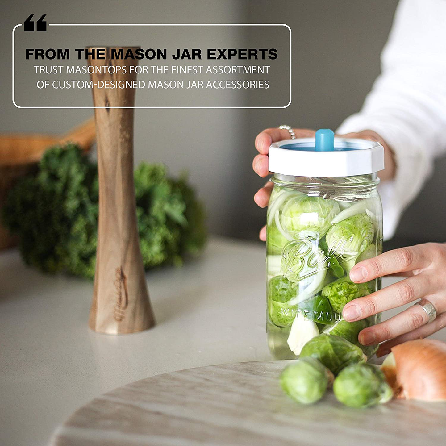 Skørter | Masontops Pickle Pipes - Waterless Airlock Fermentation Lids - Regular Mouth Mason Jar Fermenter Caps - Premium Silicone
