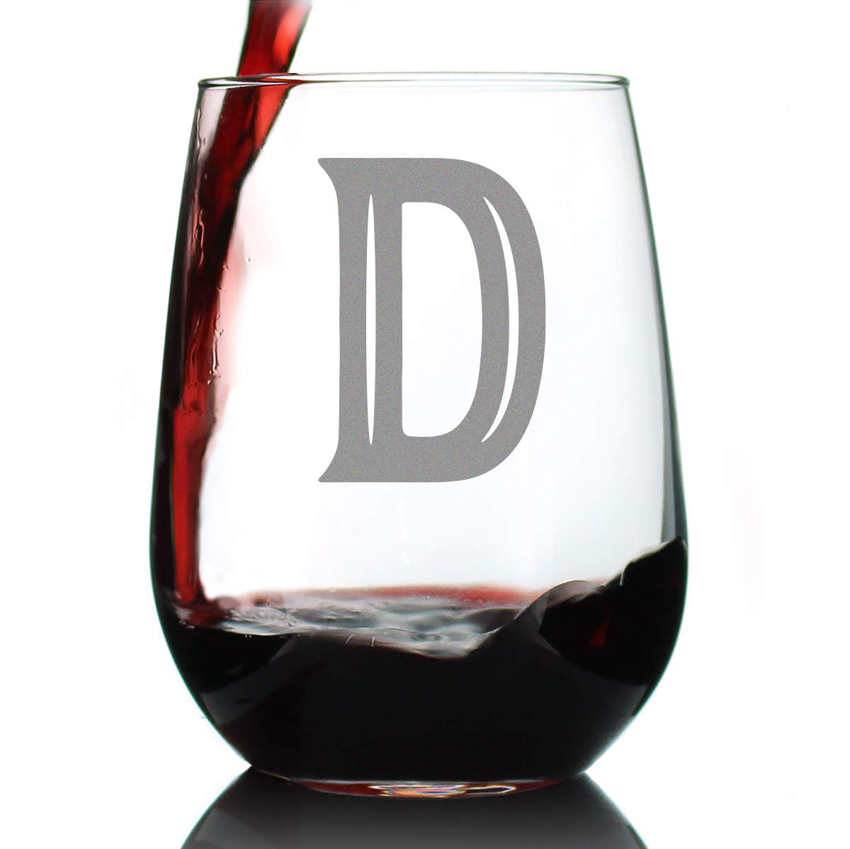 Skorter | Monogram Fet capital letter M - Without stem wine glass - Personalized gifts for women and men - Large engraved glass