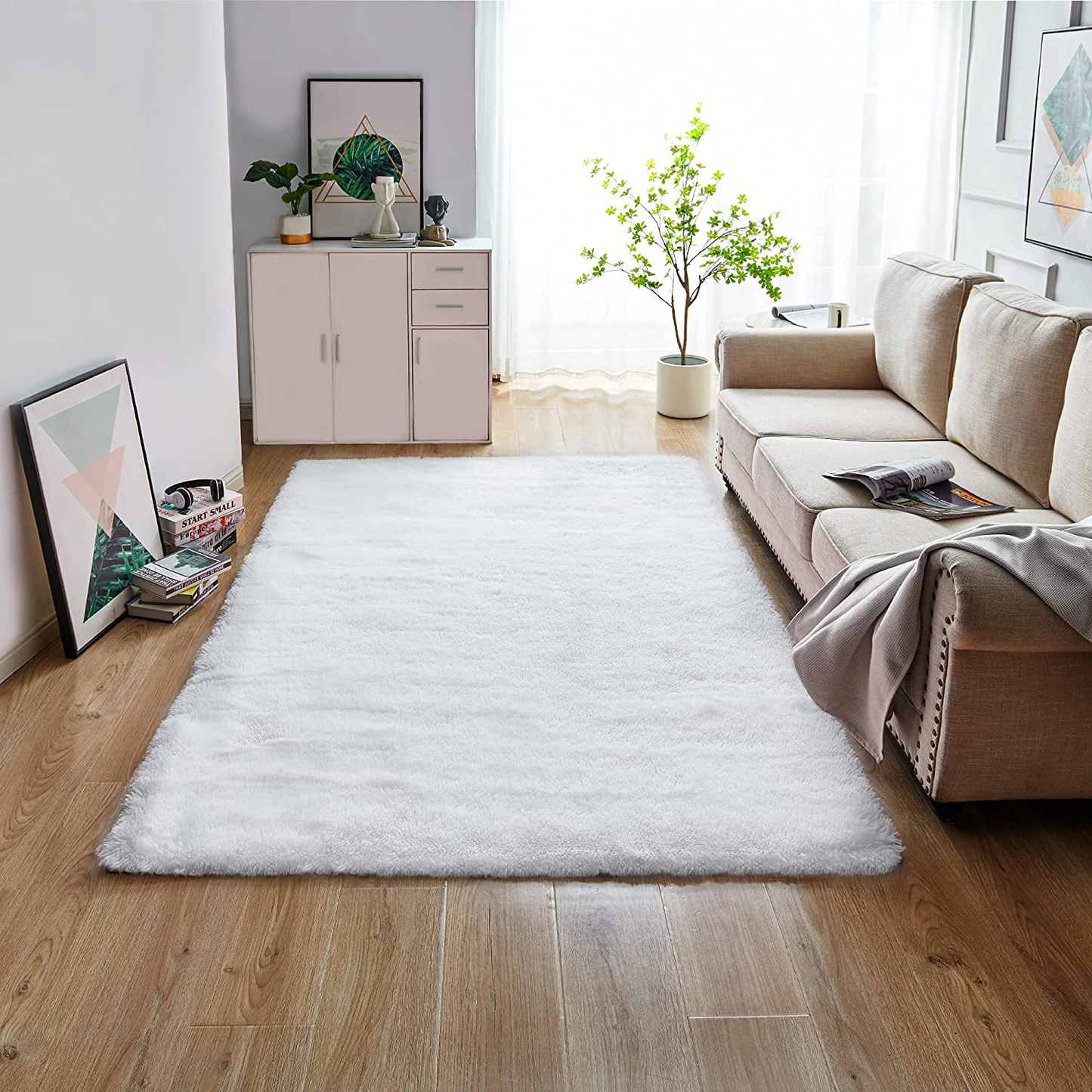 Skørter | GKLUCKIN Shag Ultra Soft Area Rug, Fluffy 5'x8' Light Navy Blue Rugs Plush Fuzzy Non-Skid Indoor Faux Fur Rugs Fuzzy Rugs for Living Room Bedroom Kids Room Playroom Decor