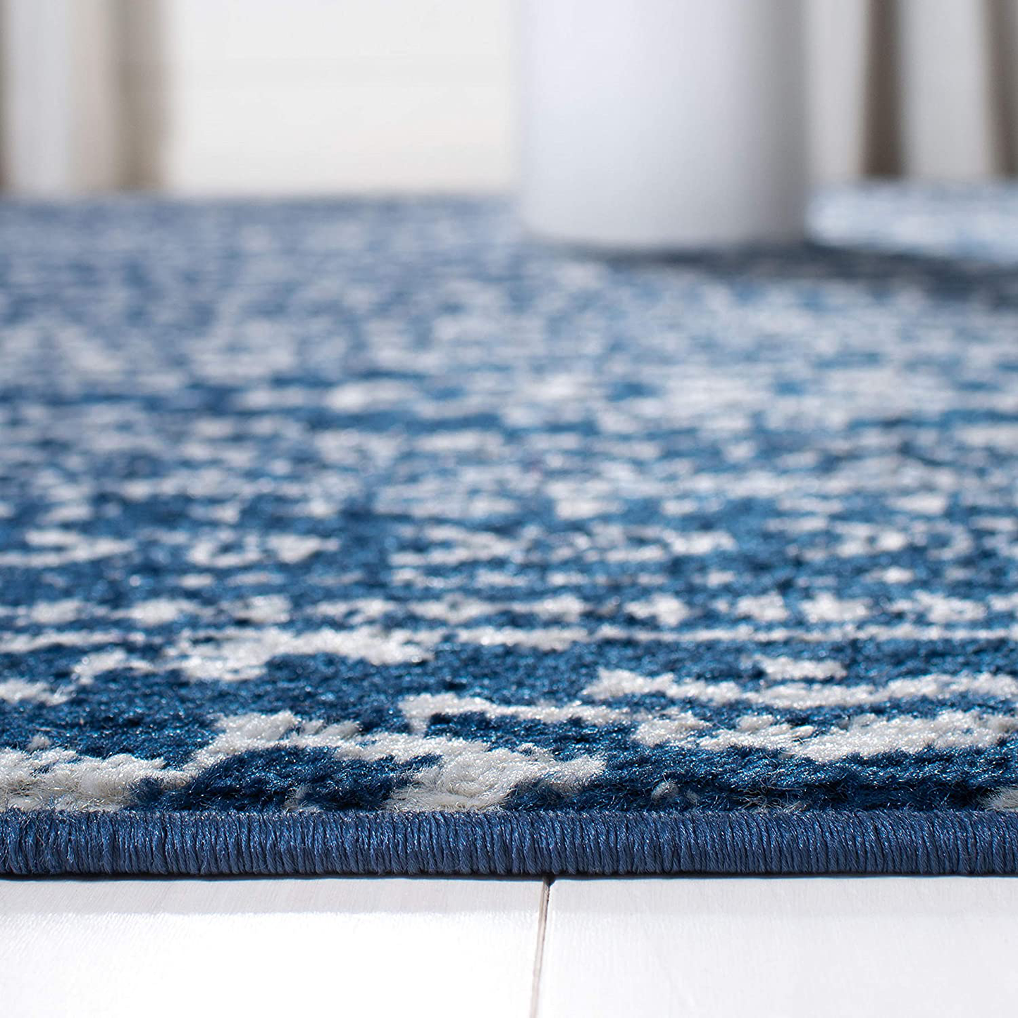 Skørter | Safavieh Tulum Collection TUL272C Moroccan Boho Tribal Non-Shedding Living Room Bedroom Area Rug, 5' x 5' Square, Ivory / Blue