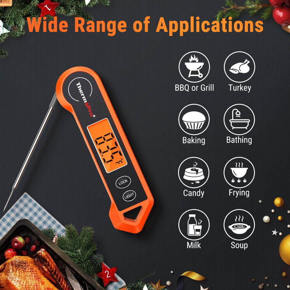 Skørter | ThermoPro TP19H Waterproof Digital Meat Thermometer for Grilling with Ambidextrous Backlit and Motion Sensor Kitchen Cooking Mat Thermometer for BBQ Grill Smokers Oil Roast Candy Thermometer
