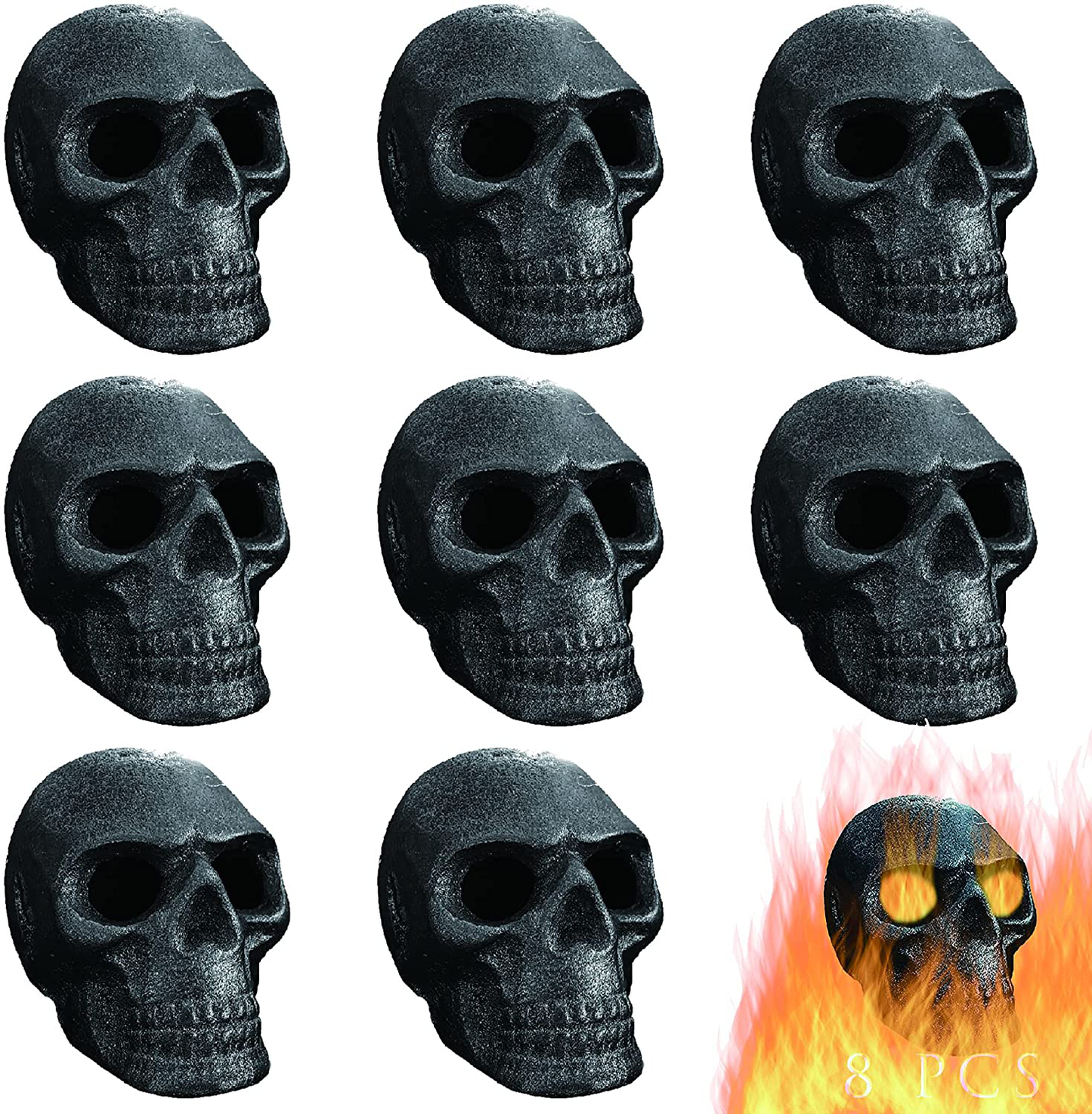 Skørter | FYZTCOCPT Imitated human skull gas log for indoor or outdoor fireplaces, made of metal, durable for more than 10 years, fire pits Halloween decor skull coal (fire resistant) (cleaning goods) (8 PCS)