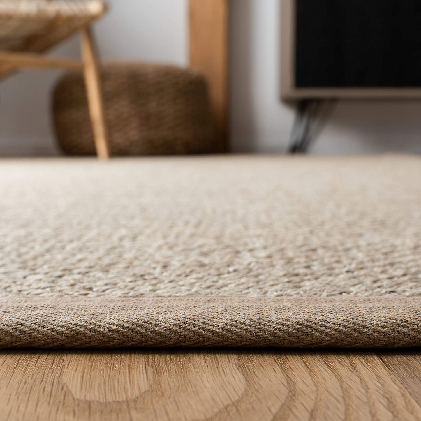 Skørter | Safavieh Natural Fiber Collection NF143B Border Sisal Area Rug, 3' x 5', Marble / Linen