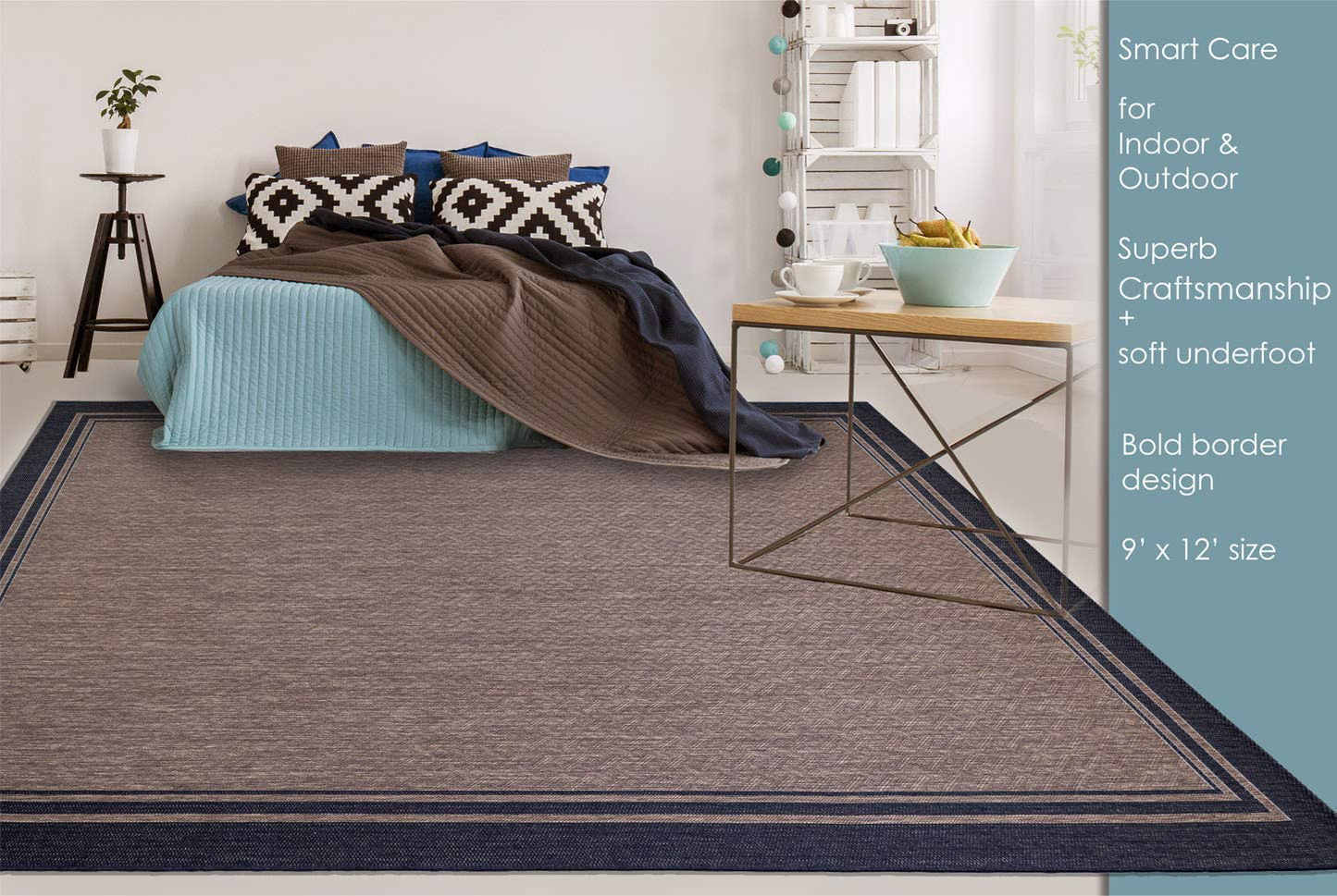 Skørter | Gertmenian Tropical Collection Outdoor Rug Patio Area Rug, 2x6 Runner, Nut Brown Black Edge