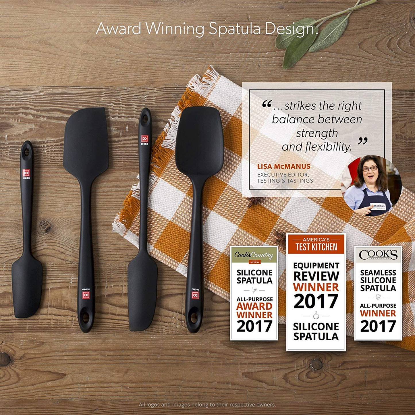 Skørter | DI ORO Seamless Series 3-Piece Silicone Spoon Set - 600°F Heat Resistant Non Stick Rubber Kitchen Spatula for Cooking, Baking, and Mixing – BPA Free and LFGB Certified Silicone (Black)