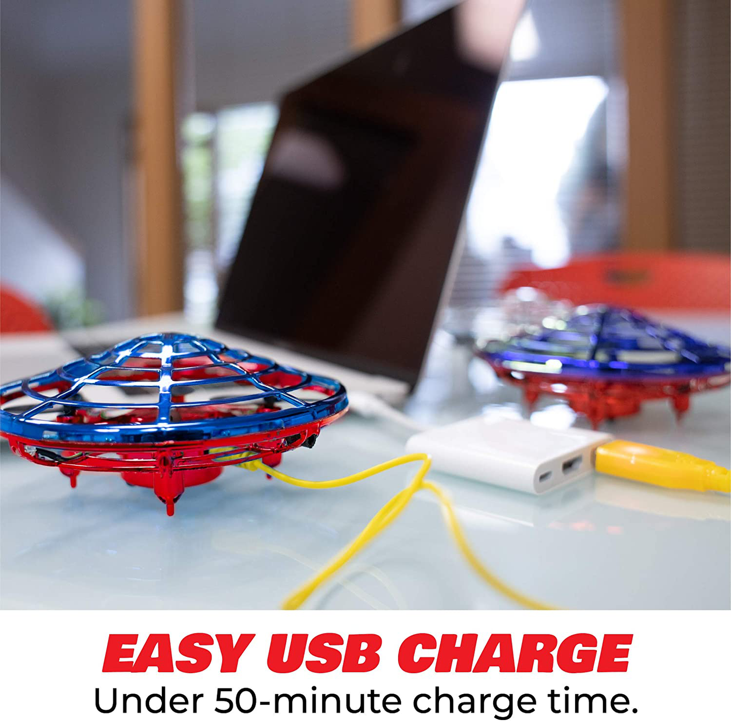 Skørter | Force1 Scoot Combo Hand Operated Drone for Kids or Adults - Hands-Free Motion Sensor Mini Drone, Easy Indoor Rechargeable UFO Flying Ball Drone Toy for Boys and Girls (Red/Blue)