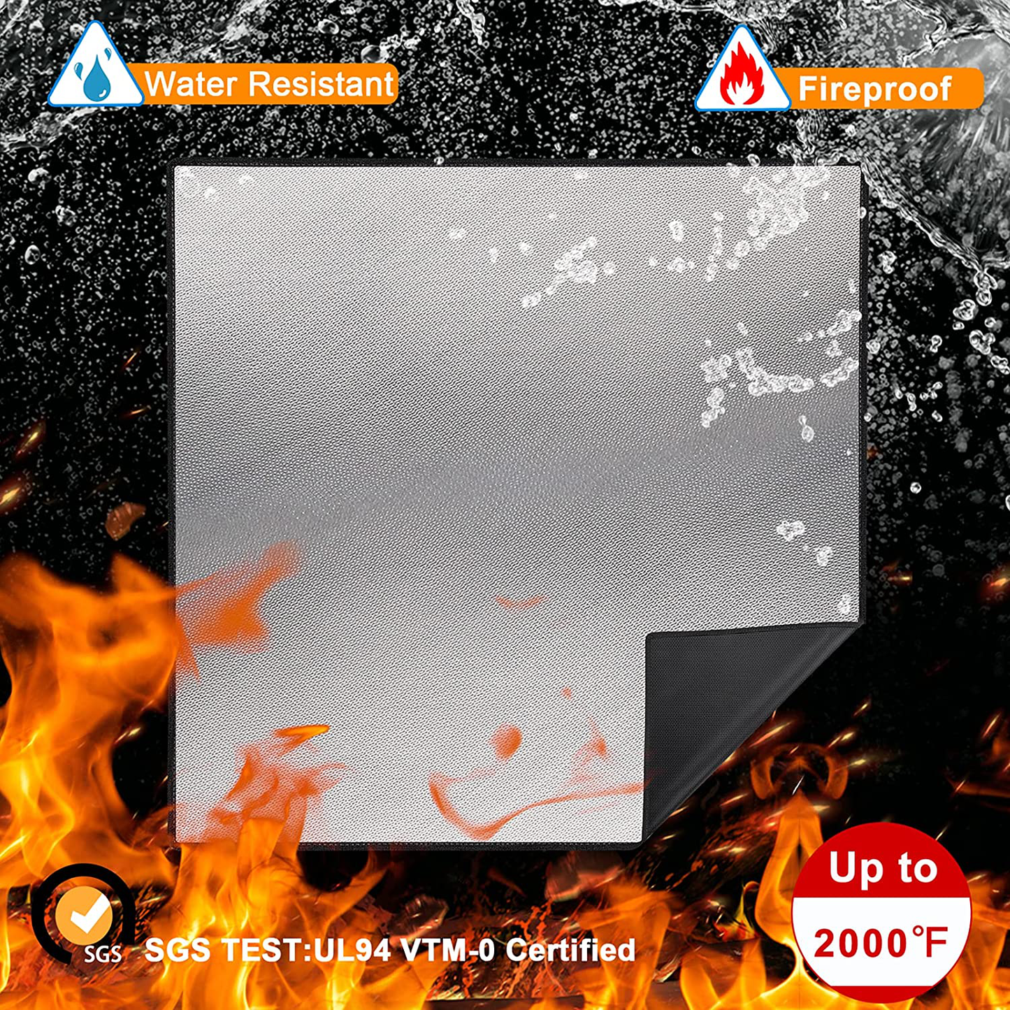Skørter | 36" Diameter Round Fireproof Mat Fire Pit Mat, DocSafe 3 Layer Fire Pad for Patio, Terrace, Grass, Lawn, Heat Protector, Fire Resistant Mat for Outdoors, Fire Pit Accessories, Easy to Clean