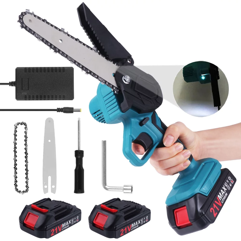 Skørter | Electric Chainsaw Cordless Chainsaw with 2 Large Batteries, Garden Tool for Wood Cutting Tree Pruning