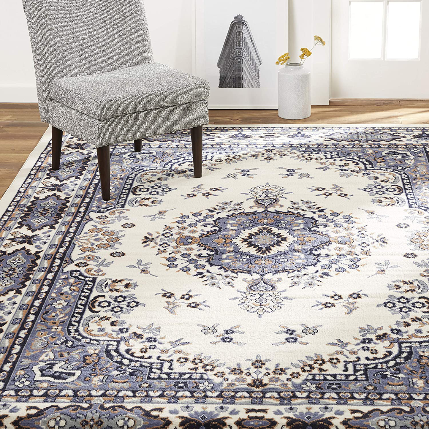 Skørter | Home Dynamix Premium Sakarya Traditional Medallion Border Rug, Porcelain, 5'2"x7'4" Rectangle