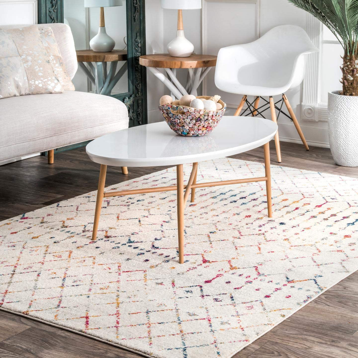 Skørter | nuLOOM Moroccan Blythe Area Rug, 5' Square, Light Multi