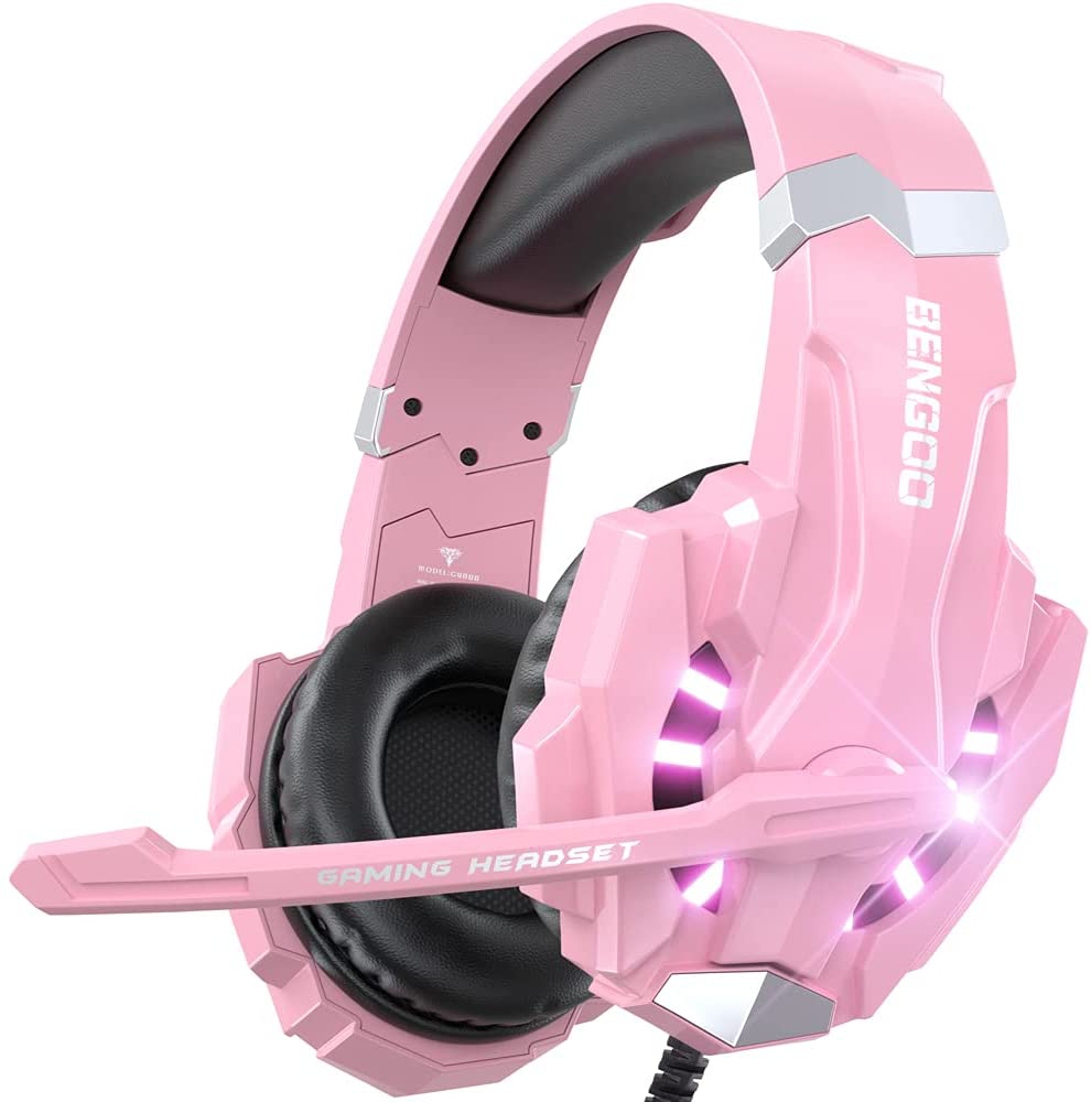 Skorter | Bengoo G9000 Stereo Gaming Headset For Ps4 Pc Xbox One Ps5 Controller, Noise-Canceling Over-Ear Headphones With Microphone, LED Lights, Bass Surround, Soft Memory Ear Cups For Laptop Mac Nintendo Nes Games