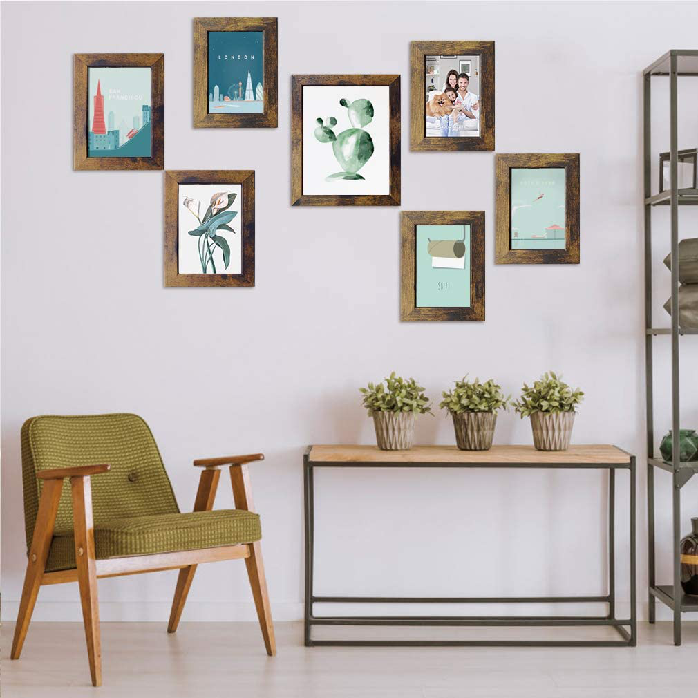 Skørter | 8x10 Picture Frame Rustic Brown Frames Fit for 8 by 10 Inch Prints Wall Table Display, 7 Pack
