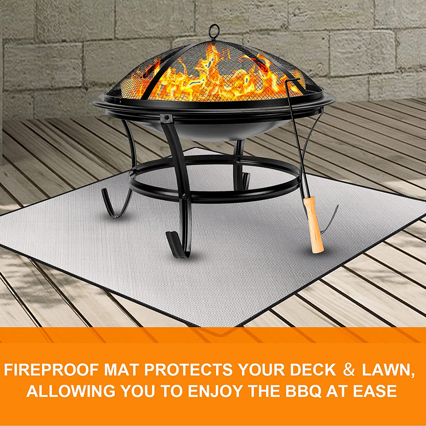 Skørter | 36" Diameter Round Fireproof Mat Fire Pit Mat, DocSafe 3 Layer Fire Pad for Patio, Terrace, Grass, Lawn, Heat Protector, Fire Resistant Mat for Outdoors, Fire Pit Accessories, Easy to Clean