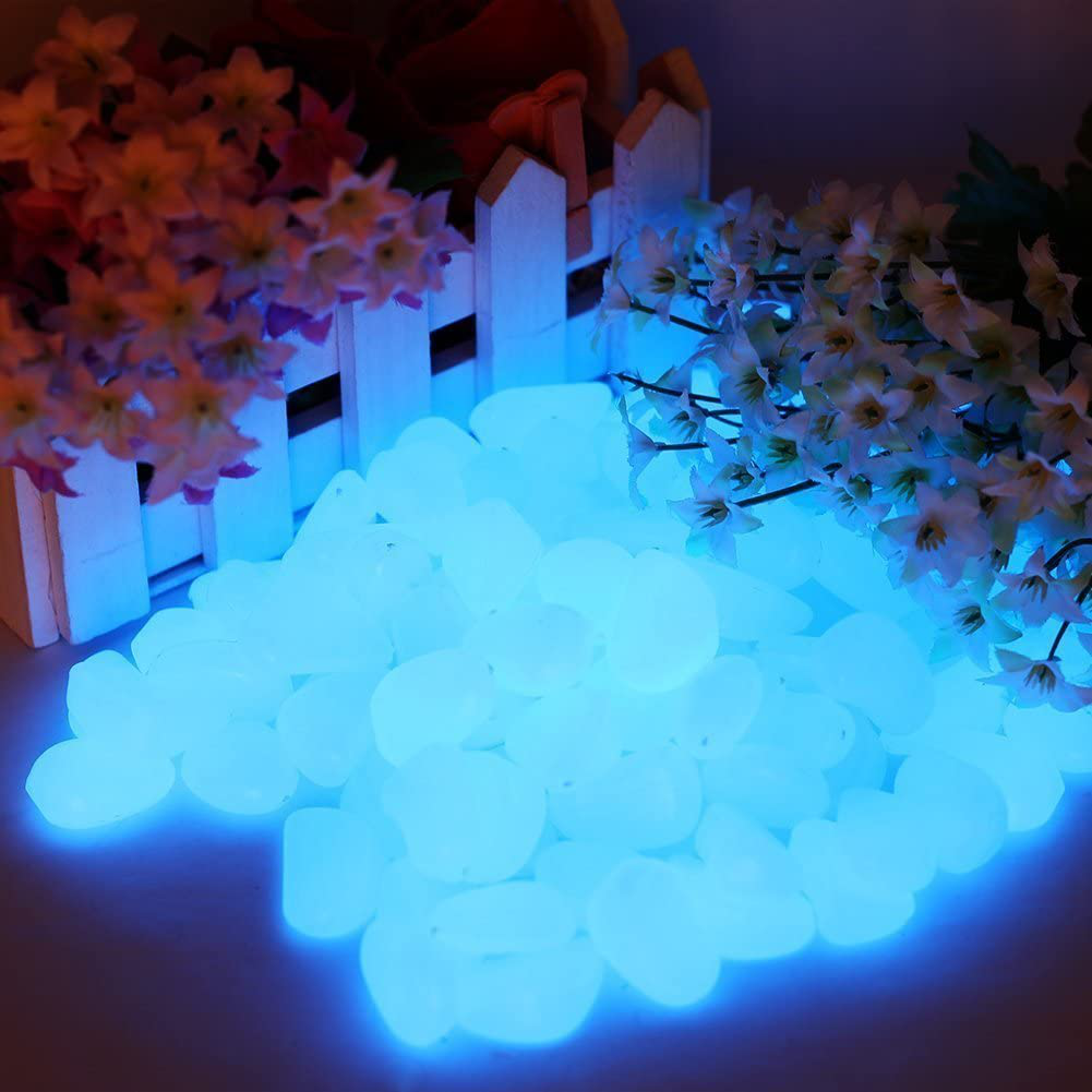 Skørter | chic style 300pcs Glow in the Dark Garden Stones, Garden Luminous Glow Stones Outdoor Decor Glowing Water Fish Tank Gravel (Blue)