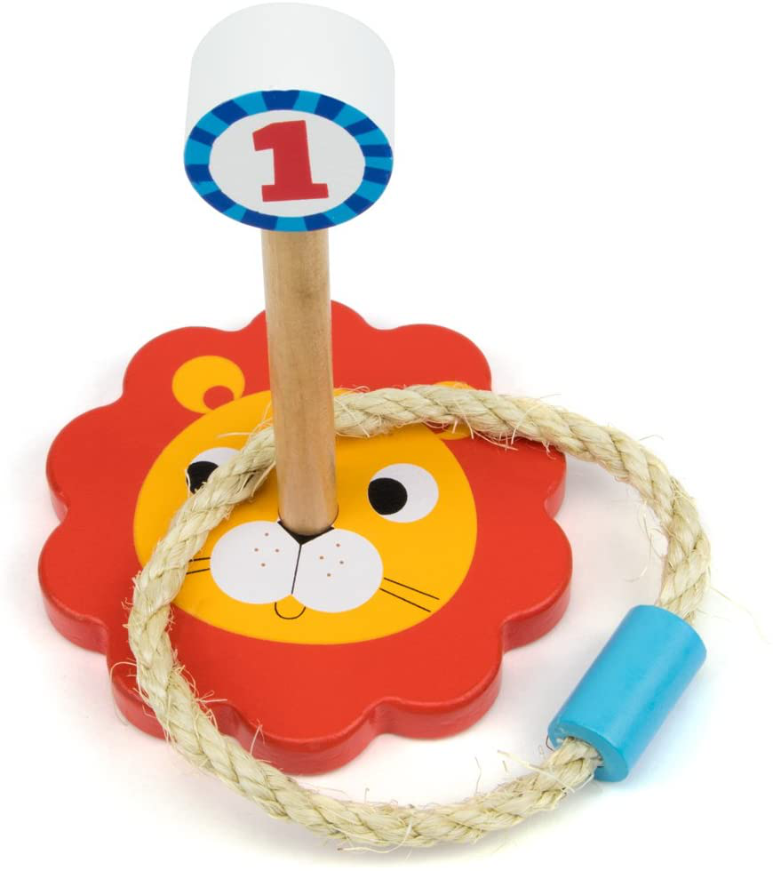 Skørter | Fantasy Generation Jungle Ring Toss Game, Indoor/Outdoor Family Fun with 4 Wooden Animal Targets