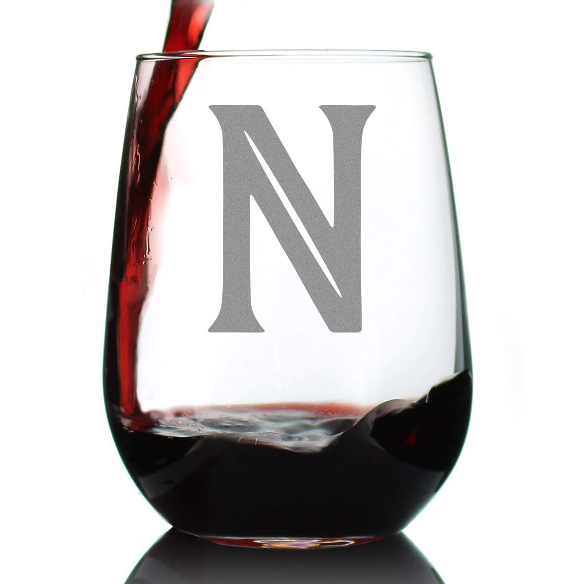 Skorter | Monogram Fet capital letter M - Without stem wine glass - Personalized gifts for women and men - Large engraved glass