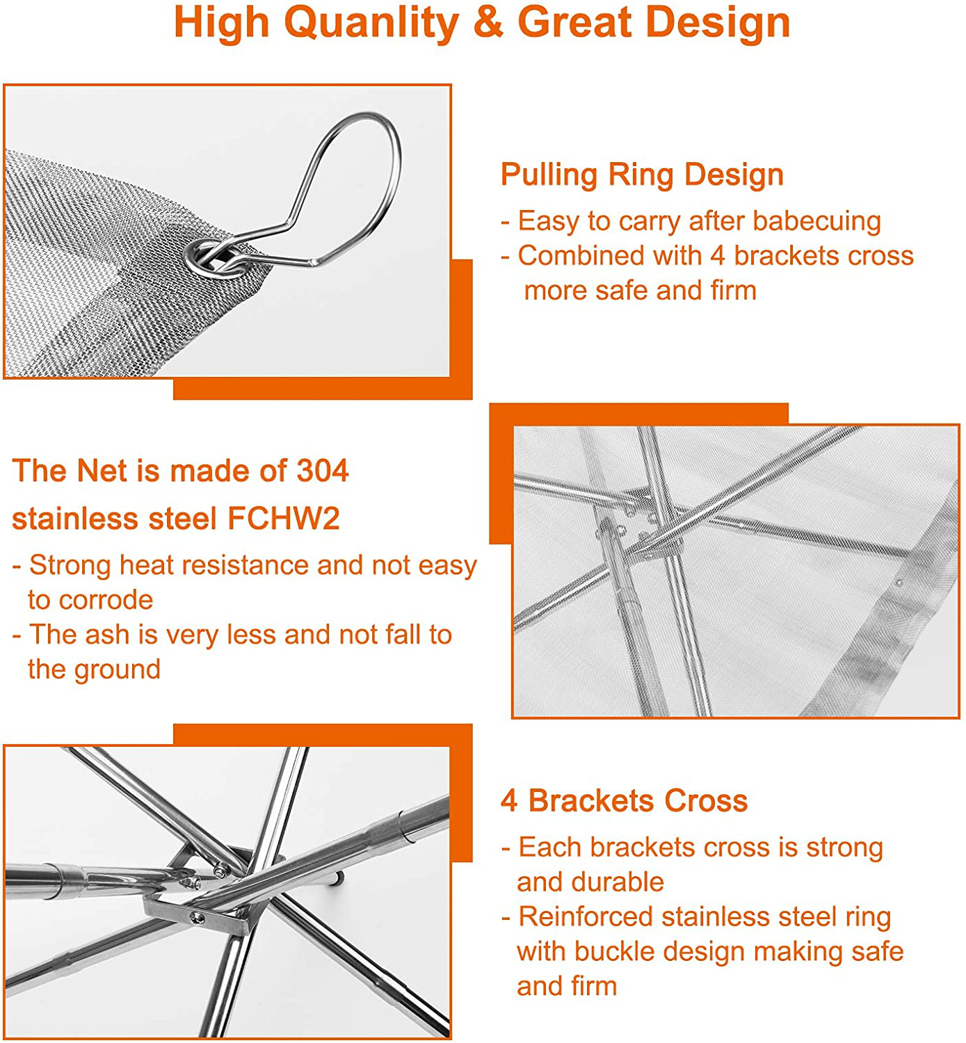 Skørter | Hoedia Portable Fire Pit Outdoor 16.5 Inch Camping Fire Pit Foldable, Steel Mesh Fire Pits for Camping, Outdoor, Patio, Backyard and Garden (Silver)