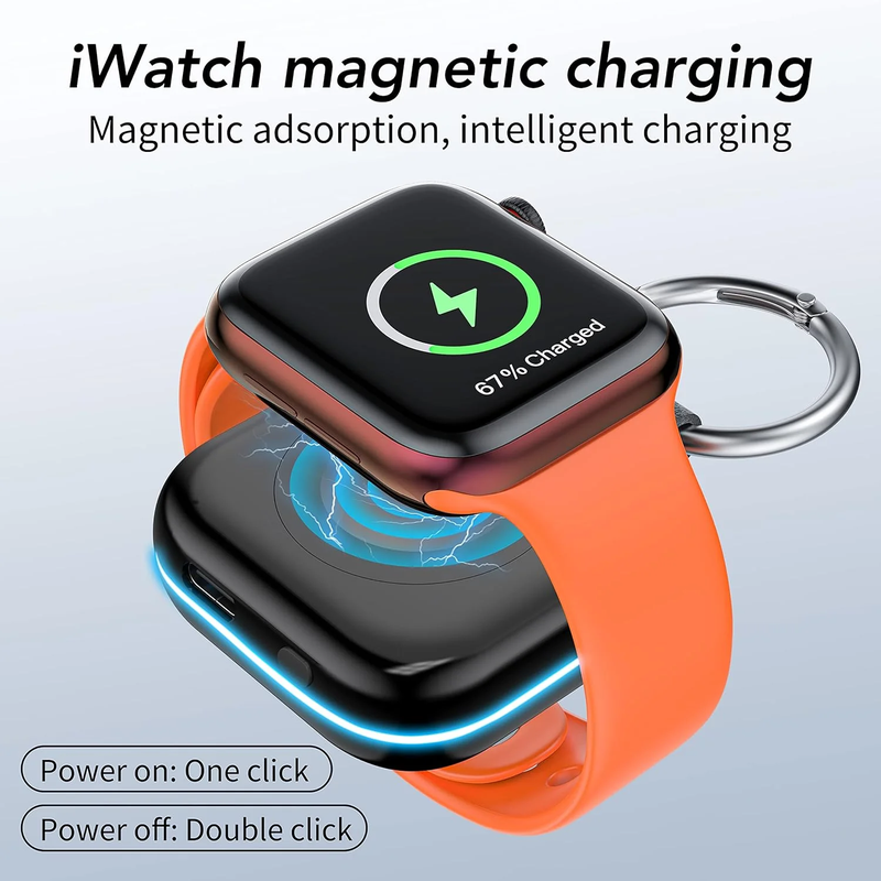Skorter | 1200mAh Portable Charger for Apple Watch Wireless Magnetic Power Bank Keychain