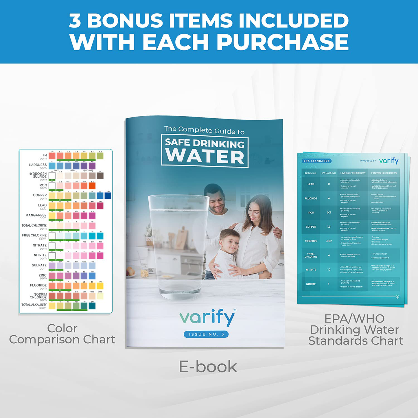 Skorter | 17 in 1 Premium Drinking Water Test Kit - 100 Strips + 2 Bacteria Tests - Home Water Quality Test - Brown Water and Tap Water - Easy Testing for Lead, Bacteria, Hardness, Fluoride, pH, Iron, Copper and more!