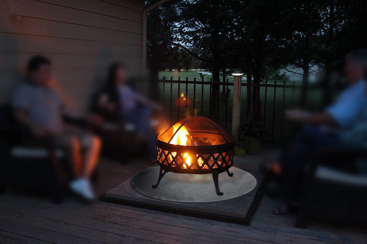 Skørter | Round Ember Mat for Under Grill Fireplace, Fireplace Mat for the Terrace, Flame Retardant Heat Resistant BBQ Gas Grill Air Fryer Protective Mat for Patio Grass Area Outdoor Campsite Fire Safe Pad Black (36")
