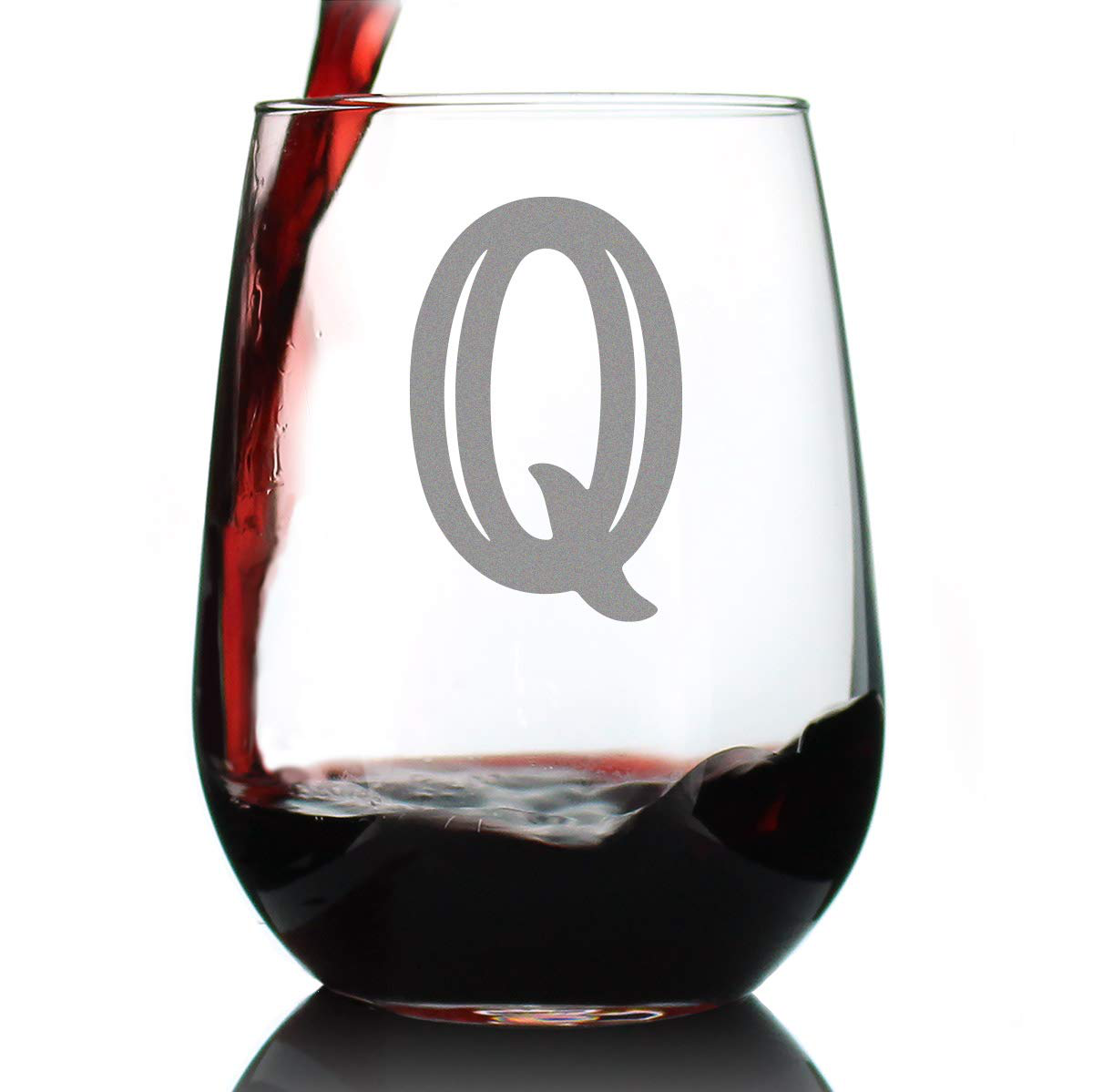 Skorter | Monogram Fet capital letter M - Without stem wine glass - Personalized gifts for women and men - Large engraved glass