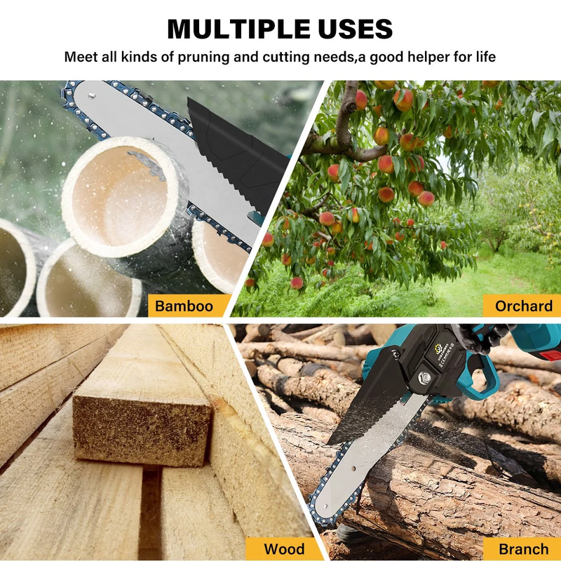 Skørter | Electric Chainsaw Cordless Chainsaw with 2 Large Batteries, Garden Tool for Wood Cutting Tree Pruning