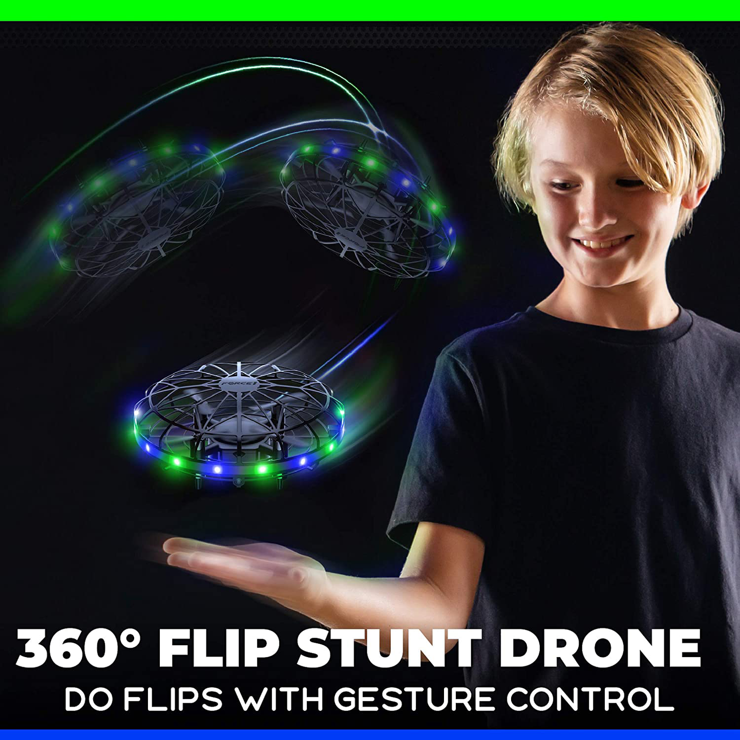 Skorter | Force1 Scoot LED Hand-operated Drone for Kids or Adults - Hands-free Motion Sensor Mini Drone, Easy Indoor Small UFO Toy Flying Ball Drone Toy for Boys and Girls (Red/Blue)
