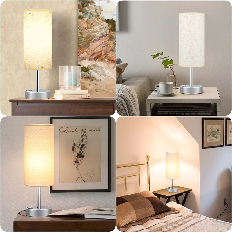 Skørter | 3 Ways Dimmable Touch Lamp, USB C&A Fast Charging Ports