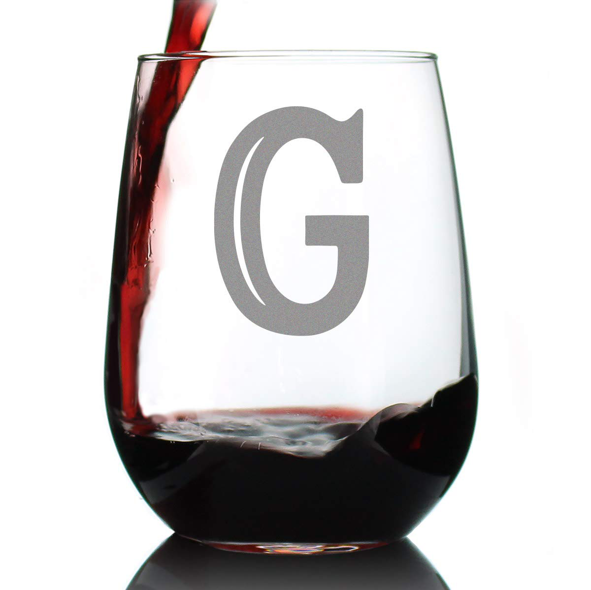 Skorter | Monogram Fet capital letter M - Without stem wine glass - Personalized gifts for women and men - Large engraved glass