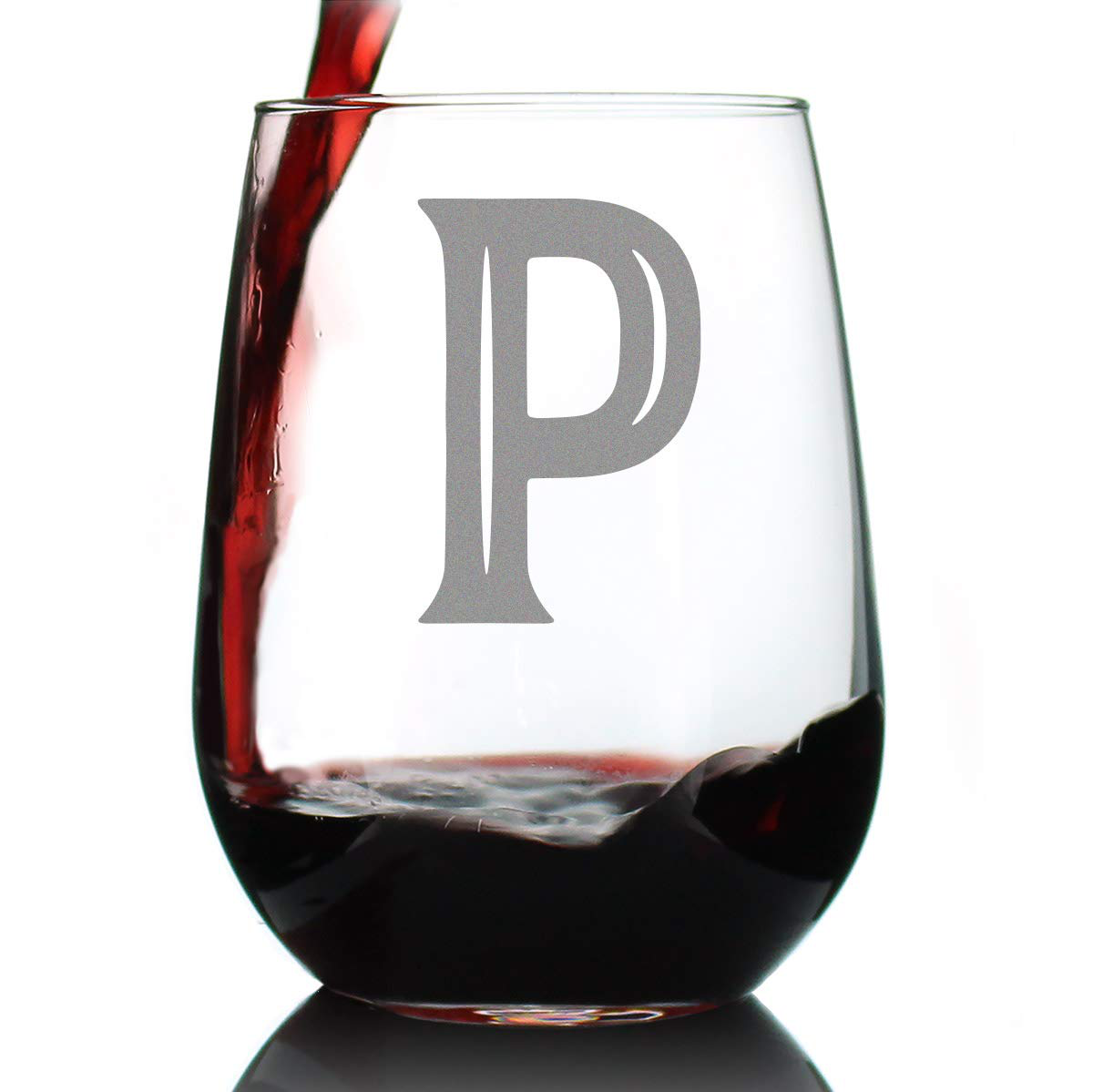 Skorter | Monogram Fet capital letter M - Without stem wine glass - Personalized gifts for women and men - Large engraved glass