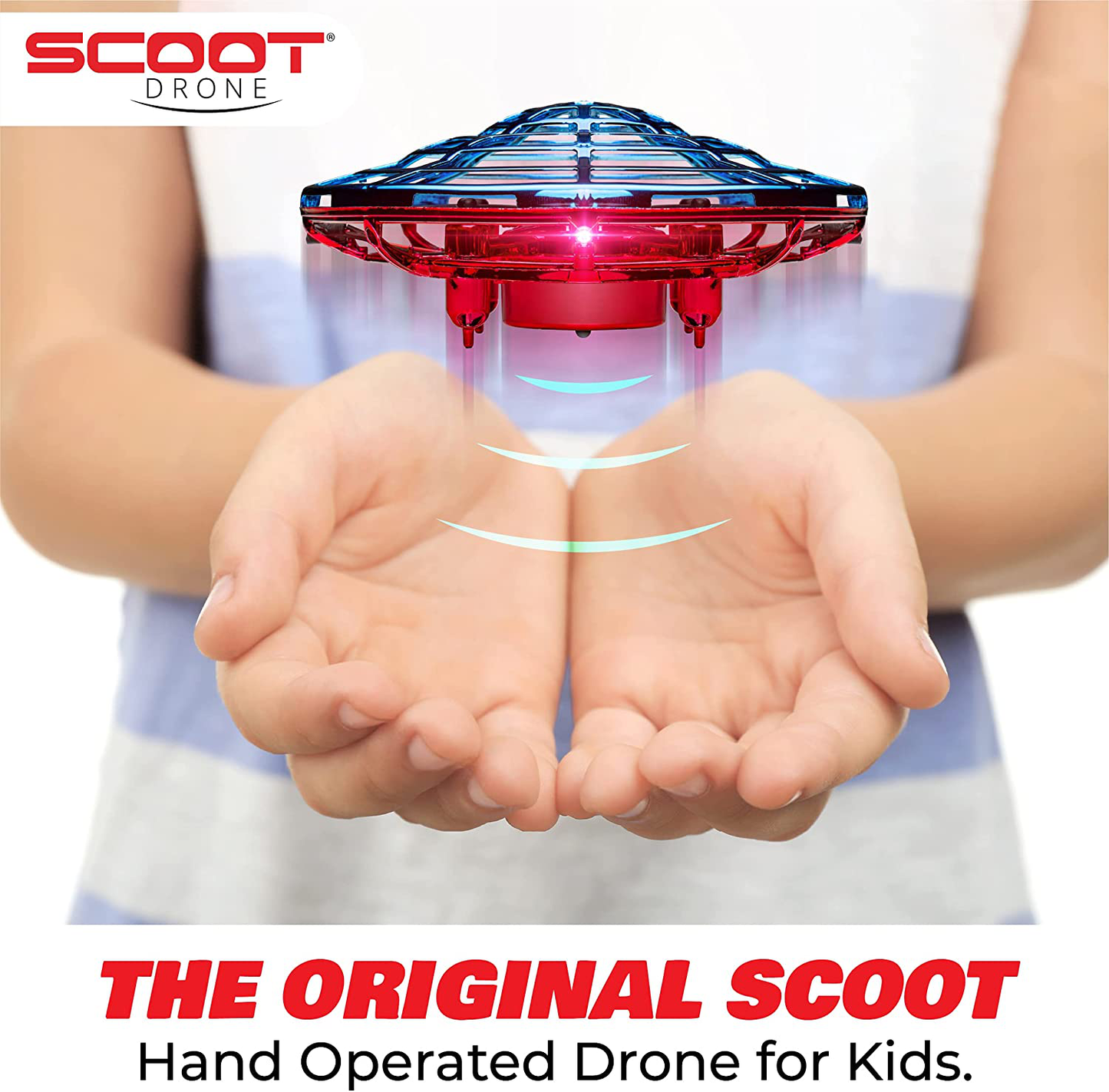 Skørter | Force1 Scoot Combo Hand Operated Drone for Kids or Adults - Hands-Free Motion Sensor Mini Drone, Easy Indoor Rechargeable UFO Flying Ball Drone Toy for Boys and Girls (Red/Blue)