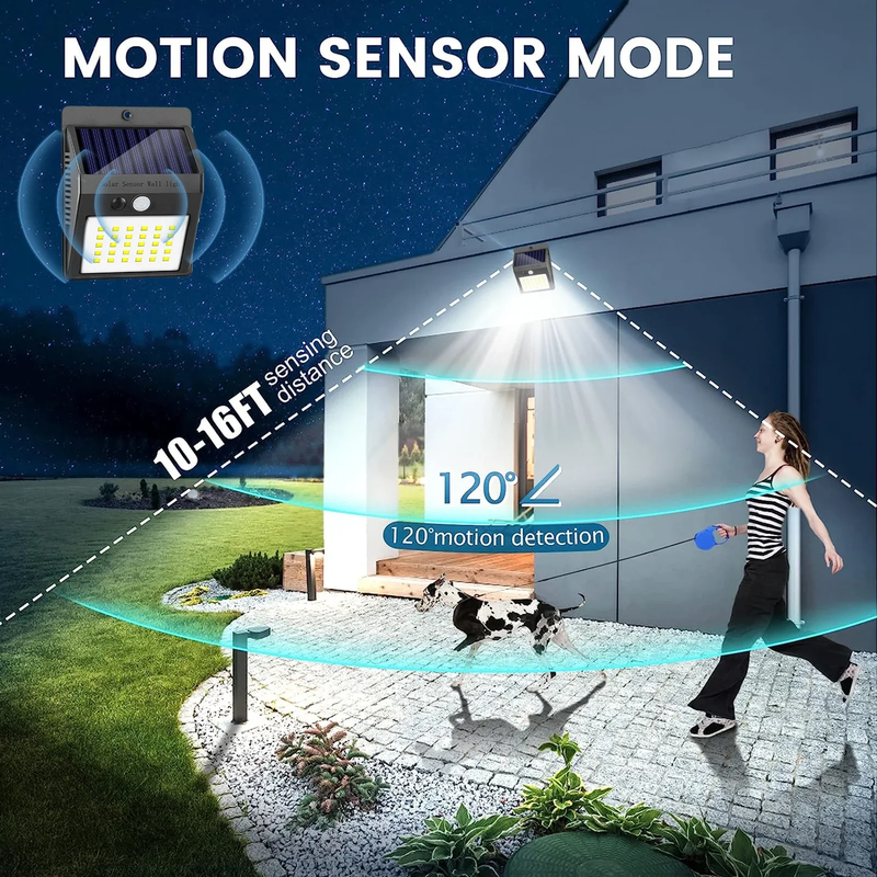 Skørter | 6-Pack Solar Motion Sensor Outdoor Light, Waterproof Wireless Security Lighting