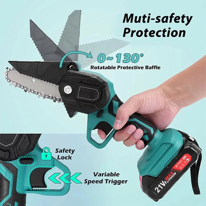 Skørter | Electric Chainsaw Cordless Chainsaw with 2 Large Batteries, Garden Tool for Wood Cutting Tree Pruning