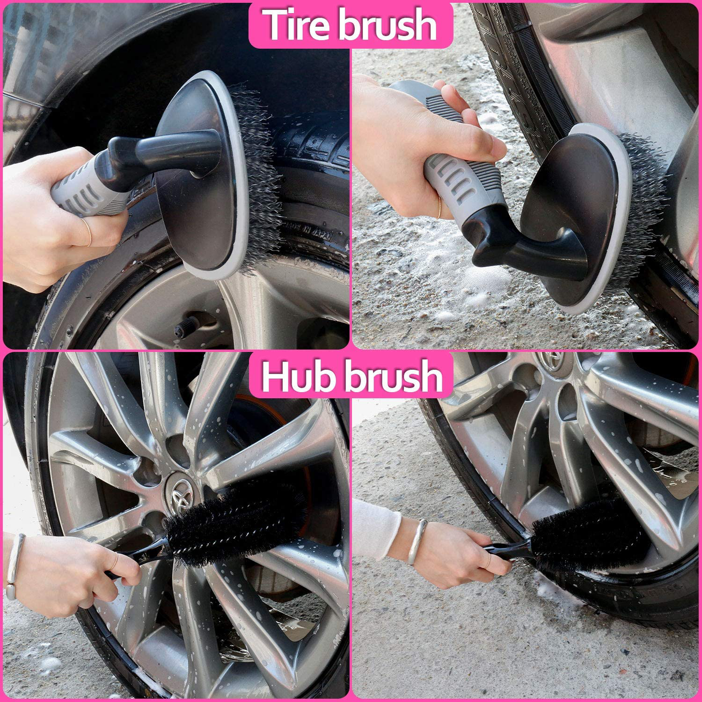 Skørter | Car Wash Kit, Pink Car Cleaning Kit Interior and Exterior, Car Accessories for Women - Cleaning Gel, Microfiber Cleaning Cloth, Car Wash Mitt, Duster, Squeegee, Microfiber Wax Applicator (17 pieces)