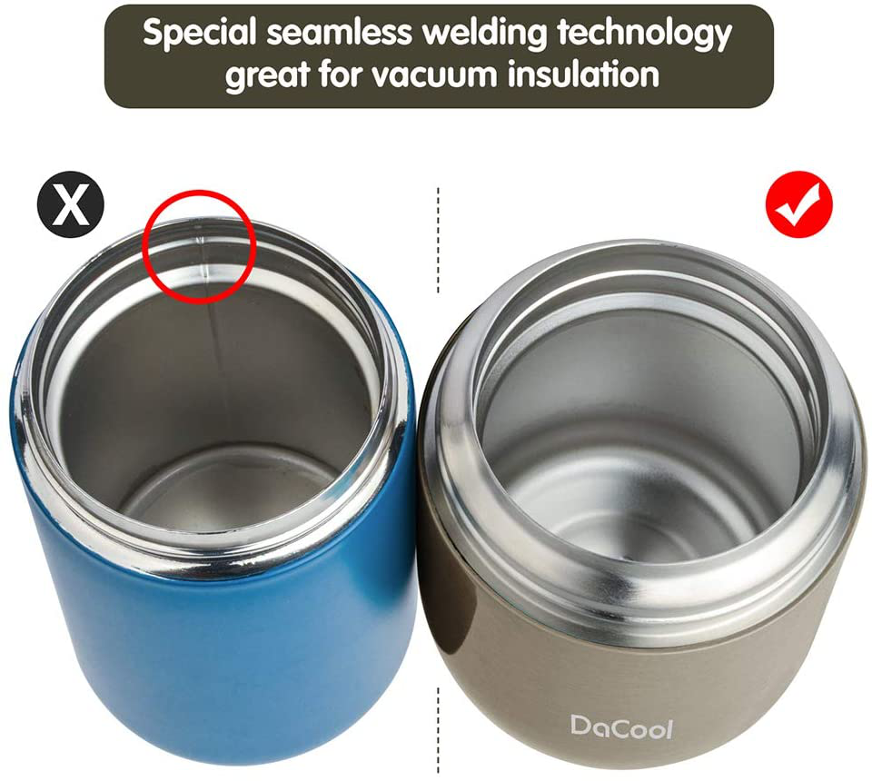 Skørter | DaCool Insulated Lunch Container Hot Food Jar 16 oz Stainless Steel Vacuum Bento Lunch Box for Kids Adults with Spoon Leak Proof Hot Cold Food for School Office Picnic Travel Outdoor - Cyan Blue