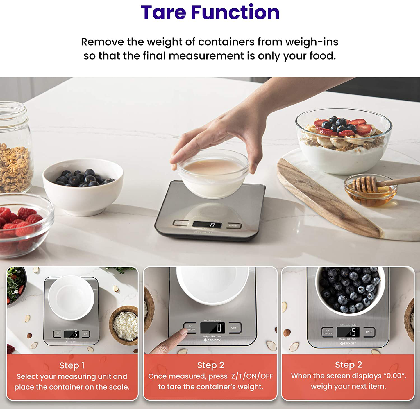 Skorter | Etekcity Nutrition Kitchen Scale, Digital Gram and Ounce for Weight Loss, Baking, Cooking, Keto and Meal Prep, Large, 304 Stainless Steel
